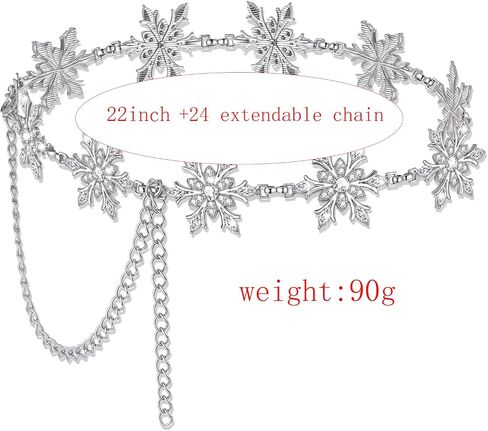 Christmas Waist Chain Women Adjustable Rhinestone Snowflake Silver Chain Belt Xmas New Year Plus Size Belly for Dress in Kuwait