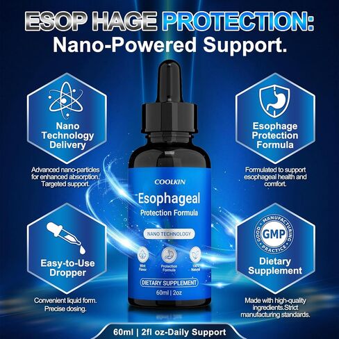 Nano Esophageal Relief Drops - Containing Slippery Elm Bark, Zinc, L-Carnosine, L-Glutamine & Aloe Extract - Non-GMO, Dairy-Free - Soothes Digestive Discomfort, Supports Healthy Throat & Stomach in Saudi Arabia