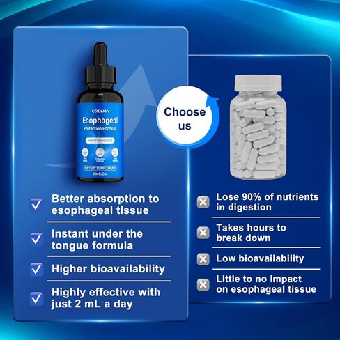 Nano Esophageal Relief Drops - Containing Slippery Elm Bark, Zinc, L-Carnosine, L-Glutamine & Aloe Extract - Non-GMO, Dairy-Free - Soothes Digestive Discomfort, Supports Healthy Throat & Stomach in Saudi Arabia