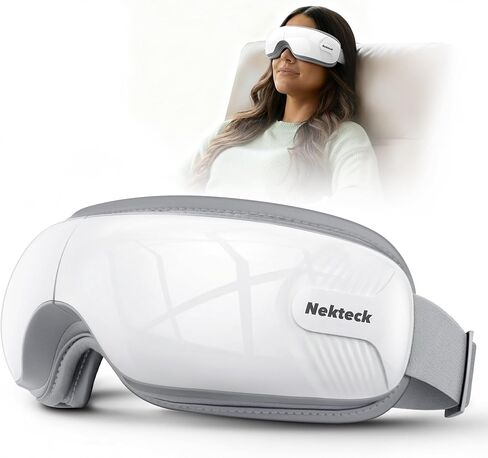 Nekteck Eye Massager with Heat, Birthday Gifts Eye Mask Massage for Migraine Relief, Heated Smart Migraine Massager to Reduce Strain, Dry Eyes, Sleep Relaxation, Bluetooth Music, Ideal for Her Him in Saudi Arabia