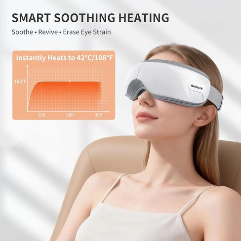 Nekteck Eye Massager with Heat, Birthday Gifts Eye Mask Massage for Migraine Relief, Heated Smart Migraine Massager to Reduce Strain, Dry Eyes, Sleep Relaxation, Bluetooth Music, Ideal for Her Him in Saudi Arabia