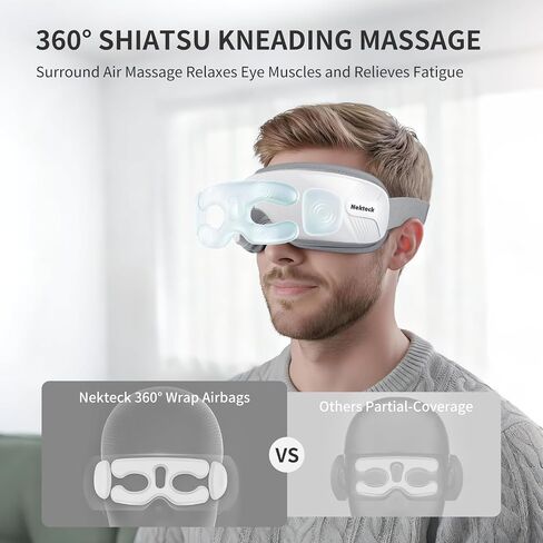 Nekteck Eye Massager with Heat, Birthday Gifts Eye Mask Massage for Migraine Relief, Heated Smart Migraine Massager to Reduce Strain, Dry Eyes, Sleep Relaxation, Bluetooth Music, Ideal for Her Him in Saudi Arabia