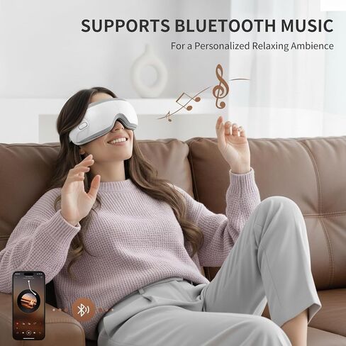 Nekteck Eye Massager with Heat, Birthday Gifts Eye Mask Massage for Migraine Relief, Heated Smart Migraine Massager to Reduce Strain, Dry Eyes, Sleep Relaxation, Bluetooth Music, Ideal for Her Him in Saudi Arabia