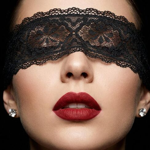 Telooco Lace Sleep Mask, Adjustable Masquerade Eye Mask, Elastic Lace Eyemask - Masquerade Accessory for Women Valentine Costume (Black) in Kuwait