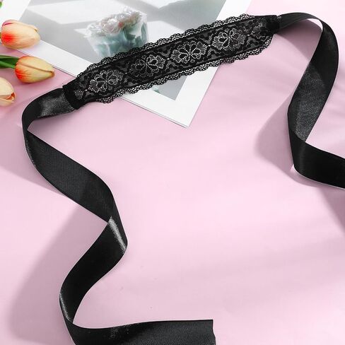 Telooco Lace Sleep Mask, Adjustable Masquerade Eye Mask, Elastic Lace Eyemask - Masquerade Accessory for Women Valentine Costume (Black) in Kuwait
