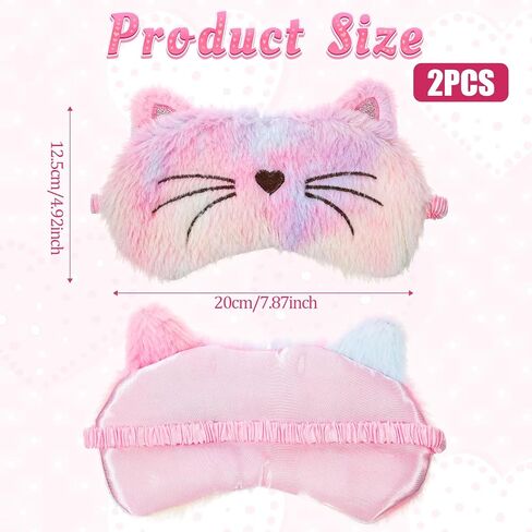 Sleeping Mask for Kids, 2 Pcs Cute Cat Rabbit Sleep Eye Mask Soft Plush Night Eye Masks for Sleeping Comfortable Funny Animal Blindfold for Women Girls Home Travel Nap (Cat, Rabbit) in Saudi Arabia
