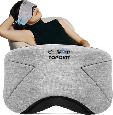 Sleep Mask with Headphones Bluetooth 5.4, TOPOINT Blackout Eye Mask for Sleeping Headphones Earphones with Soft Bamboo Cotton Cooling Breathable, Speaker for Side Sleepers Women Men Travel, Black in Saudi Arabia