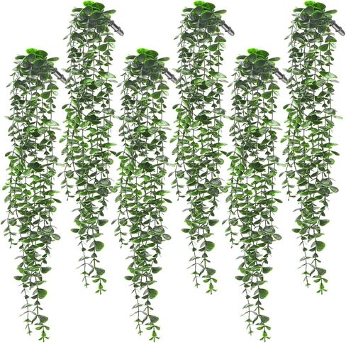6 Pack Artificial Eucalyptus Hanging Plants 21.65 Inch Fake Hanging Greenery Plants UV Resistant Faux Trailing Vine for Indoor Outdoor Bedroom Living Room Wall Patio Porch Shelf Decor in Saudi Arabia