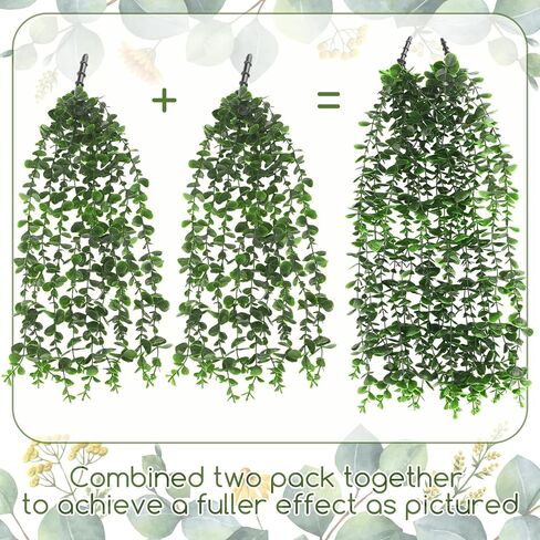 6 Pack Artificial Eucalyptus Hanging Plants 21.65 Inch Fake Hanging Greenery Plants UV Resistant Faux Trailing Vine for Indoor Outdoor Bedroom Living Room Wall Patio Porch Shelf Decor in Saudi Arabia