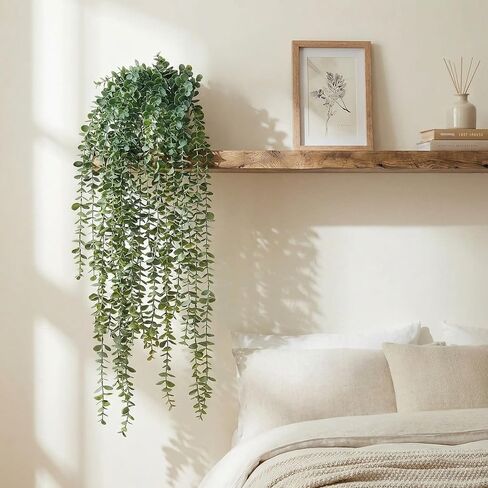 6 Pack Artificial Eucalyptus Hanging Plants 21.65 Inch Fake Hanging Greenery Plants UV Resistant Faux Trailing Vine for Indoor Outdoor Bedroom Living Room Wall Patio Porch Shelf Decor in Saudi Arabia