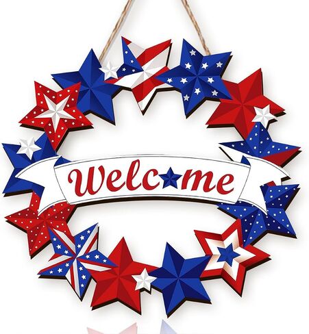 Patriotic Wreath for‌ Front Door 250th Anniversary Wreath 4th Of July Door Hanger American Bow Eagle 1776-2026 Patriotic Independence Day Wooden Wall Decor for‌ Home Porch Outdoor Decor Sign in Saudi Arabia