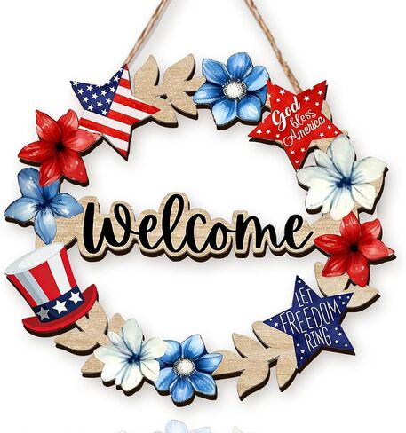 Patriotic Wreath for‌ Front Door 250th Anniversary Wreath 4th Of July Door Hanger American Bow Eagle 1776-2026 Patriotic Independence Day Wooden Wall Decor for‌ Home Porch Outdoor Decor Sign in Saudi Arabia