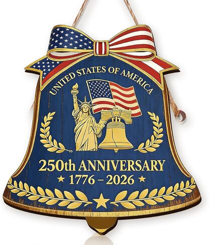 Patriotic Wreath for‌ Front Door 250th Anniversary Wreath 4th Of July Door Hanger American Bow Eagle 1776-2026 Patriotic Independence Day Wooden Wall Decor for‌ Home Porch Outdoor Decor Sign in Saudi Arabia