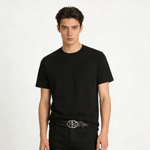 Y2K-Studded-Belt for Women & Men - Alt Emo Gothic Vintage Black Western Flower Leather Cowboy Cowgirl Belt for Jeans in Saudi Arabia