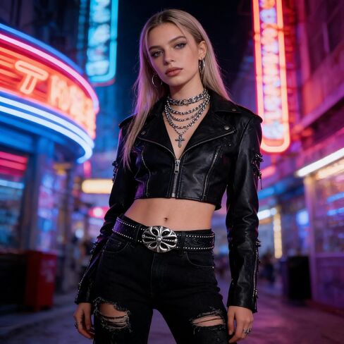 Y2K-Studded-Belt for Women & Men - Alt Emo Gothic Vintage Black Western Flower Leather Cowboy Cowgirl Belt for Jeans in Saudi Arabia