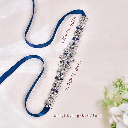 Navy Blue Rhinestone Belt Adjustable Length Bridal Ball Gown Belt Beauty Pageant Dress Waist Cover in Saudi Arabia