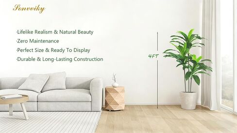 Artificial Plants Indoor - 4ft Artificial Dracaena Tree - Fake Tree Realistic Fake Indoor Plant with Zero Maintenance Leaves - Faux Plants Indoor for Home Decor, Large Artificial Plants Indoor in Saudi Arabia