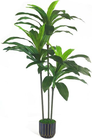 Artificial Plants Indoor - 4ft Artificial Dracaena Tree - Fake Tree Realistic Fake Indoor Plant with Zero Maintenance Leaves - Faux Plants Indoor for Home Decor, Large Artificial Plants Indoor in Saudi Arabia