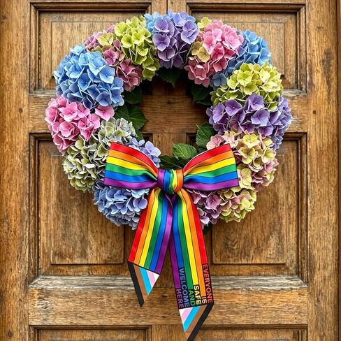 Rainbow Wreath Sash for Front Door 55x 4.3 Inch Everyone is Safe Welcome and Here Wreath Sash LGBTQ Gay Pride Wreath for Pride Outdoor Indoor Decorations in Saudi Arabia