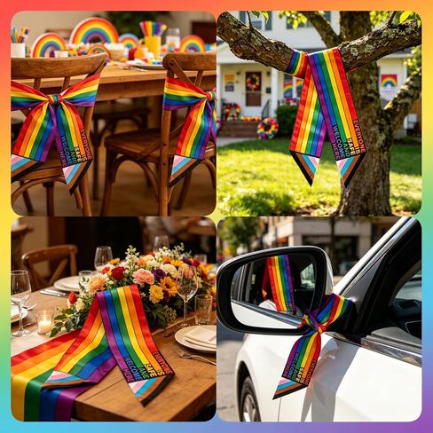 Rainbow Wreath Sash for Front Door 55x 4.3 Inch Everyone is Safe Welcome and Here Wreath Sash LGBTQ Gay Pride Wreath for Pride Outdoor Indoor Decorations in Saudi Arabia