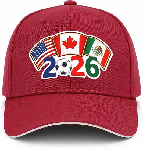 Soccer Sports Hat - Adjustable Size Baseball Cap Football Team Gifts Accessories Decorations for Men Women Running Workouts and Outdoor Activities Casual Daily Outfits（Red） in Saudi Arabia