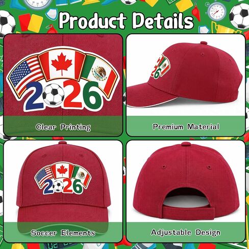 Soccer Sports Hat - Adjustable Size Baseball Cap Football Team Gifts Accessories Decorations for Men Women Running Workouts and Outdoor Activities Casual Daily Outfits（Red） in Saudi Arabia