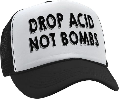 Gooder Tees - Drop Acid NOT Bombs - Funny Drugs Anti war - Vintage Retro Style Trucker Cap Hat in Kuwait
