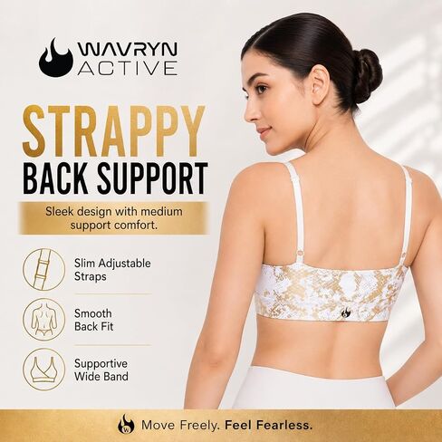 Women's Golden Snake Sports Bra Top Medium Support Cross-Back Workout Bra for Gym, Yoga, Fitness in Kuwait