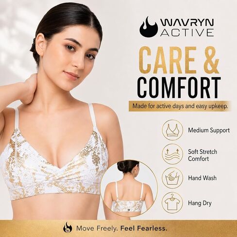Women's Golden Snake Sports Bra Top Medium Support Cross-Back Workout Bra for Gym, Yoga, Fitness in Kuwait