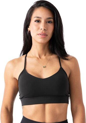 Luna X Crossback Sports Bra, Medium Support, Removable Pads, Moisture-Wicking, Gym, Yoga, and Running, Black in Saudi Arabia