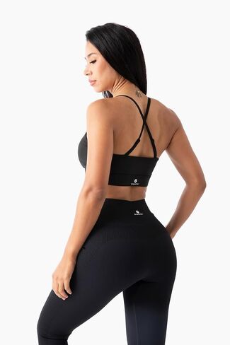 حمالة صدر رياضية Luna X Crossback، دعم متوسط، وسادات قابلة للإزالة، ماصة للرطوبة، صالة الألعاب الرياضية، اليوغا، والجري، أسود in Kuwait