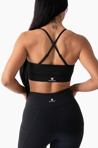 حمالة صدر رياضية Luna X Crossback، دعم متوسط، وسادات قابلة للإزالة، ماصة للرطوبة، صالة الألعاب الرياضية، اليوغا، والجري، أسود in Kuwait