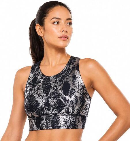 Women's Metallic Sports Bra Top Medium Support Cross-Back Workout Bra for Gym, Yoga, Fitness in Kuwait