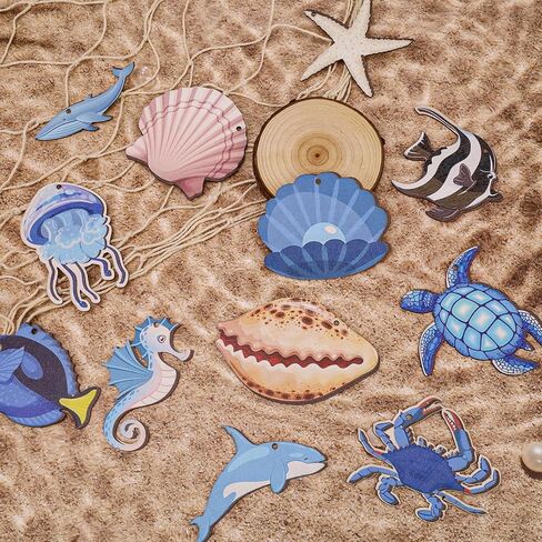 14Pcs Nautical Fish Net Wall Decoration with Turtle Fish Starfish Shell Whale Hangings Decorative Fishing Net for Pirate Party Ocean Themed Party Mediterranean Decor in Saudi Arabia