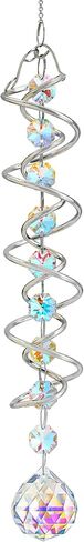Wind Spinner Gazing Ball Spiral Tail, Crystal Sun Catchers with Seven Chakra Beads Window Hanging for Indoor Home Outdoor Garden Decor in Kuwait