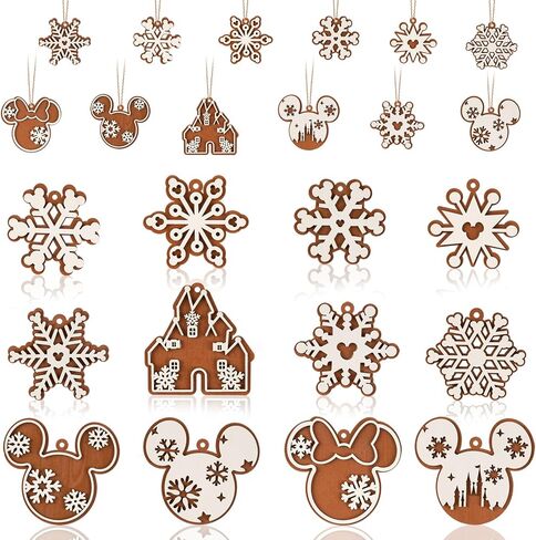Christmas Decorations Tree Ornaments Set - 24Pcs Wooden Mouse Ornaments for Holiday Christmas Trees Hanging Party Decorations in Saudi Arabia