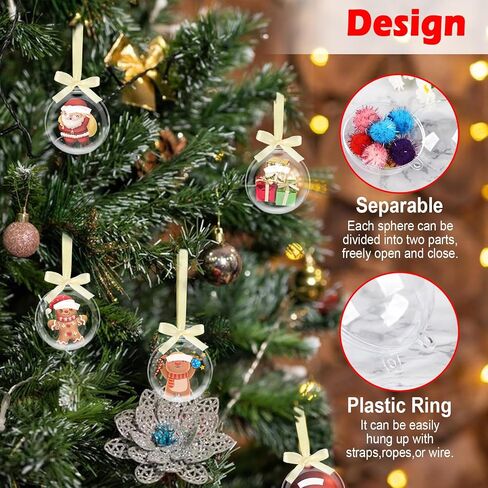 20PCS Bulk Clear Acrylic Ornaments - 6CM Fillable Plastic Christmas Balls for DIY Craft Projects & Wedding Party Decorations (Round) in Saudi Arabia