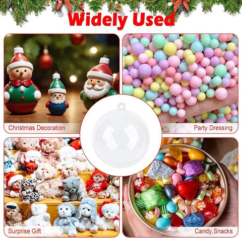 20PCS Bulk Clear Acrylic Ornaments - 6CM Fillable Plastic Christmas Balls for DIY Craft Projects & Wedding Party Decorations (Round) in Saudi Arabia