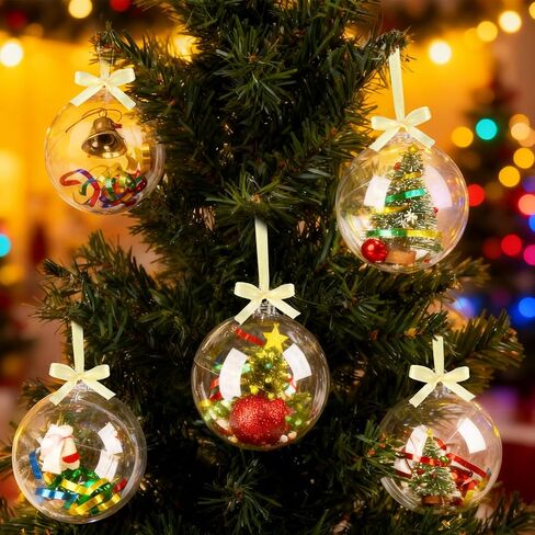 20PCS Bulk Clear Acrylic Ornaments - 6CM Fillable Plastic Christmas Balls for DIY Craft Projects & Wedding Party Decorations (Round) in Saudi Arabia