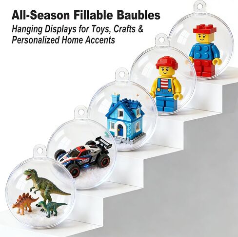 20PCS Bulk Clear Acrylic Ornaments - 6CM Fillable Plastic Christmas Balls for DIY Craft Projects & Wedding Party Decorations (Round) in Saudi Arabia