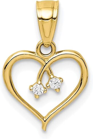 Jewelry Affairs 10K Yellow Gold CZ Heart Pendant Charm, 11x10mm in Kuwait