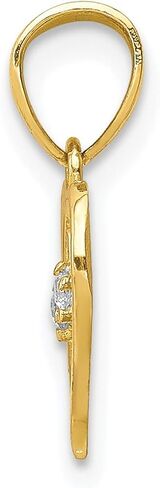 Jewelry Affairs 10K Yellow Gold CZ Heart Pendant Charm, 11x10mm in Kuwait