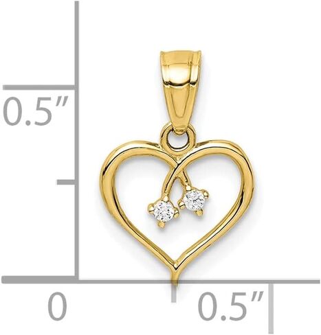 Jewelry Affairs 10K Yellow Gold CZ Heart Pendant Charm, 11x10mm in Kuwait