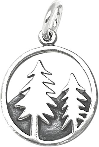 KEVIN N ANNA 925 Sterling Silver Small Tree and Mountain Charm Pendant (Charm Only) in Kuwait