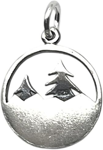 KEVIN N ANNA 925 Sterling Silver Small Tree and Mountain Charm Pendant (Charm Only) in Kuwait