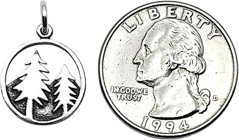 KEVIN N ANNA 925 Sterling Silver Small Tree and Mountain Charm Pendant (Charm Only) in Kuwait