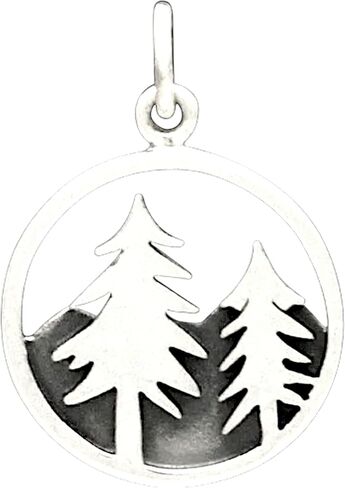 KEVIN N ANNA 925 Sterling Silver Small Tree and Mountain Charm Pendant (Charm Only) in Kuwait