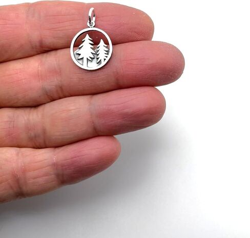KEVIN N ANNA 925 Sterling Silver Small Tree and Mountain Charm Pendant (Charm Only) in Kuwait