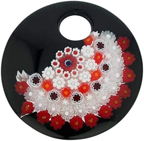 Glass Of Venice Murano Glass Black and Red Millefiori Pendant - Round in Kuwait