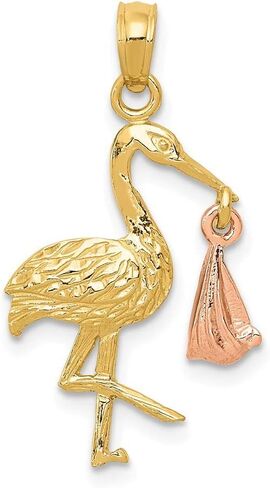 14K Two-tone Gold Stork Pendant in Kuwait